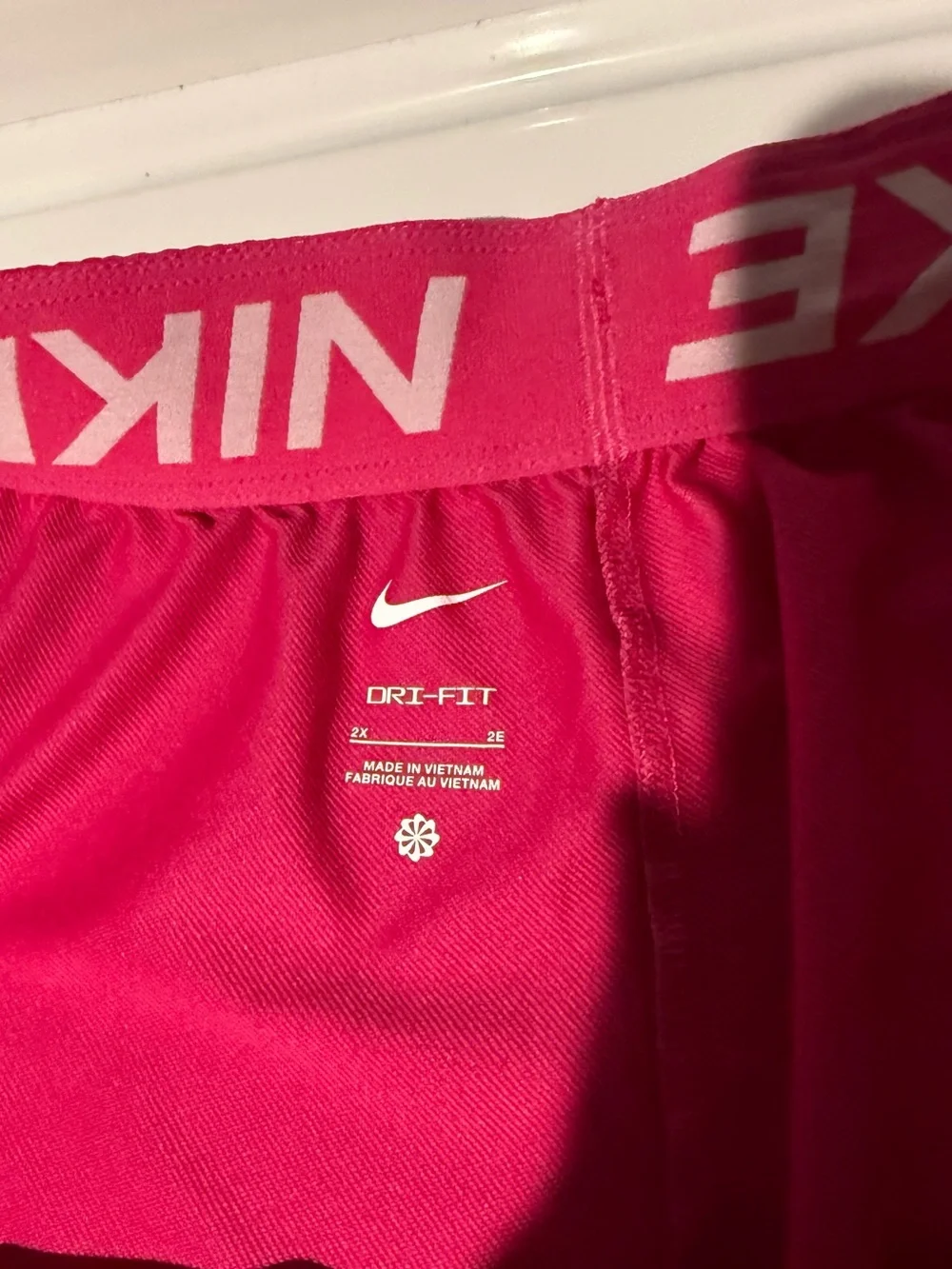 Worn one time NIKE athletic shorts bright pink 2X elastic & drawstring waist